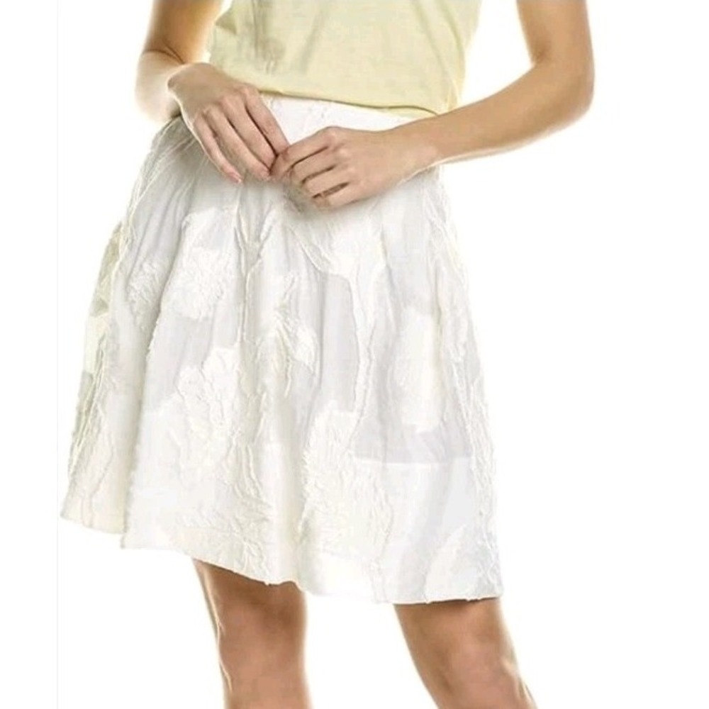VINCE Women's Fil Coupe Short Tiered Skirt Ivory White Boho Skirt S Embroidered